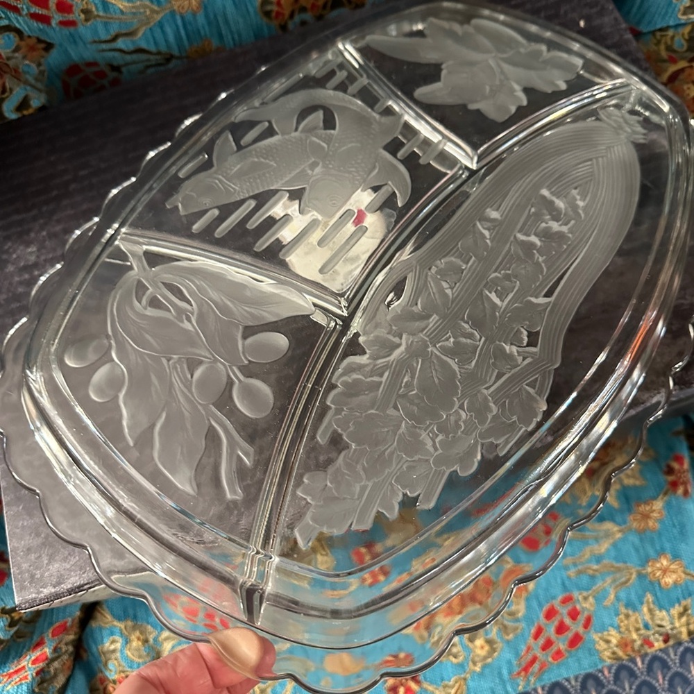 Vintage Tiara Glass Large Divided Serving Platter